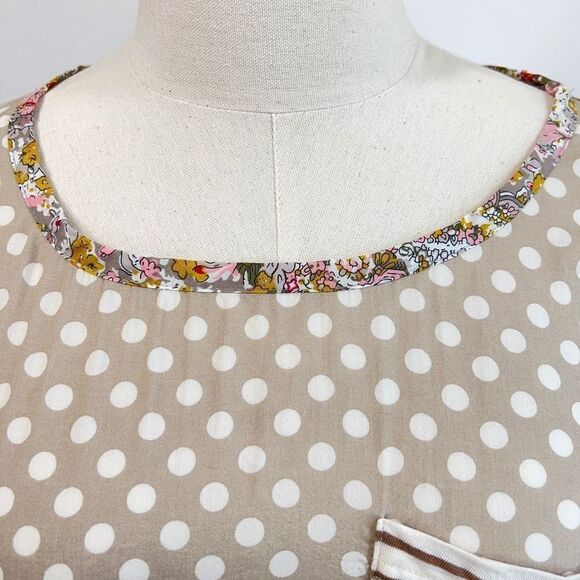 Anthropologie Postmark Top - Small - White/Tan Polka Dots Stripes and Floral - Picture 9 of 13